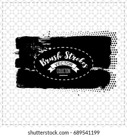 Black brush stroke and texture. Grunge vector abstract hand - painted element. Underline and border design.
