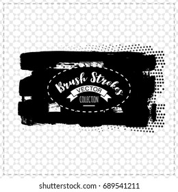 Black brush stroke and texture. Grunge vector abstract hand - painted element. Underline and border design.