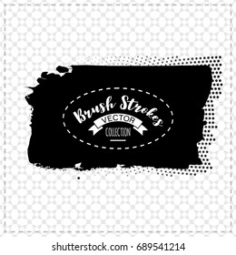 Black brush stroke and texture. Grunge vector abstract hand - painted element. Underline and border design.