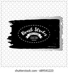 Black brush stroke and texture. Grunge vector abstract hand - painted element. Underline and border design.