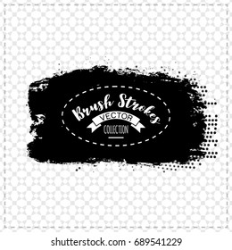 Black brush stroke and texture. Grunge vector abstract hand - painted element. Underline and border design.