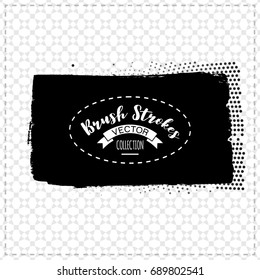 Black brush stroke and texture. Grunge vector abstract hand - painted element. Underline and border design.