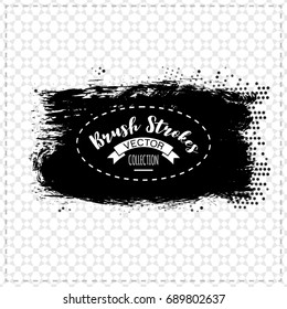 Black brush stroke and texture. Grunge vector abstract hand - painted element. Underline and border design.
