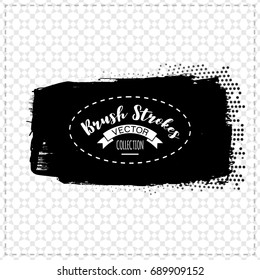 Black brush stroke and texture. Grunge vector abstract hand - painted element. Underline and border design.