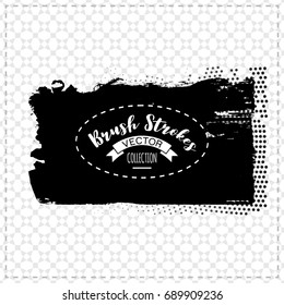 Black brush stroke and texture. Grunge vector abstract hand - painted element. Underline and border design.