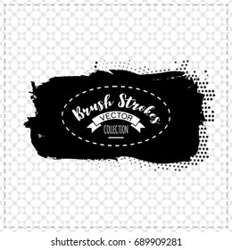 Black brush stroke and texture. Grunge vector abstract hand - painted element. Underline and border design.