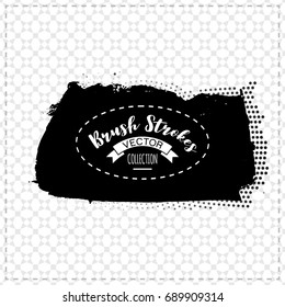 Black brush stroke and texture. Grunge vector abstract hand - painted element. Underline and border design.