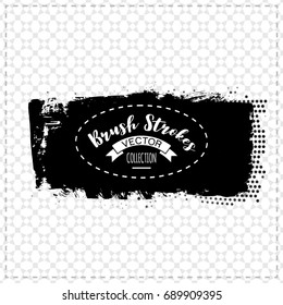 Black brush stroke and texture. Grunge vector abstract hand - painted element. Underline and border design.