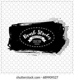 Black brush stroke and texture. Grunge vector abstract hand - painted element. Underline and border design.