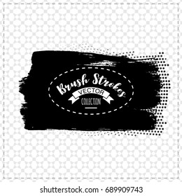 Black brush stroke and texture. Grunge vector abstract hand - painted element. Underline and border design.