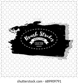 Black brush stroke and texture. Grunge vector abstract hand - painted element. Underline and border design.