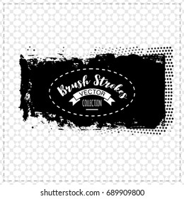 Black brush stroke and texture. Grunge vector abstract hand - painted element. Underline and border design.