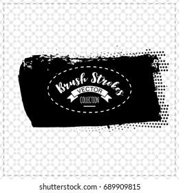 Black brush stroke and texture. Grunge vector abstract hand - painted element. Underline and border design.