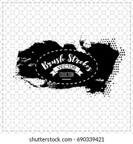 Black brush stroke and texture. Grunge vector abstract hand - painted element. Underline and border design.