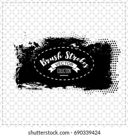 Black brush stroke and texture. Grunge vector abstract hand - painted element. Underline and border design.