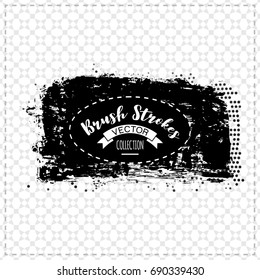 Black brush stroke and texture. Grunge vector abstract hand - painted element. Underline and border design.