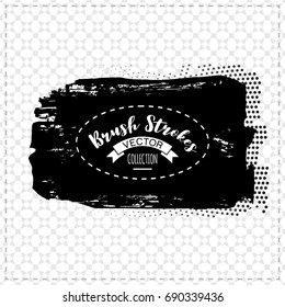Black brush stroke and texture. Grunge vector abstract hand - painted element. Underline and border design.