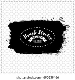 Black brush stroke and texture. Grunge vector abstract hand - painted element. Underline and border design.