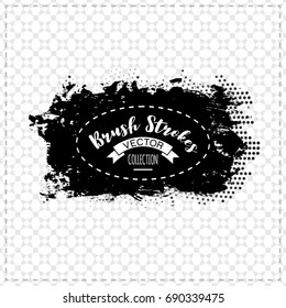 Black brush stroke and texture. Grunge vector abstract hand - painted element. Underline and border design.