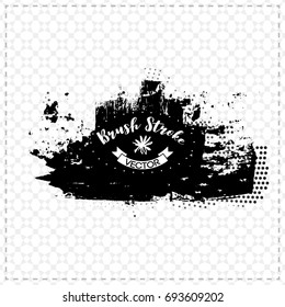 Black brush stroke and texture. Grunge vector abstract hand - painted element. Underline and border design.
