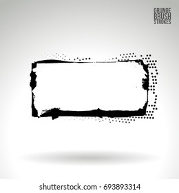 Black brush stroke and texture. Grunge vector abstract hand - painted element. Underline and border design.