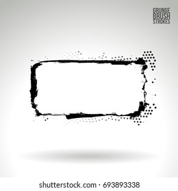Black brush stroke and texture. Grunge vector abstract hand - painted element. Underline and border design.