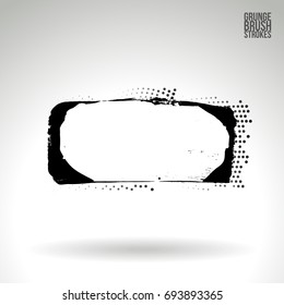 Black brush stroke and texture. Grunge vector abstract hand - painted element. Underline and border design.
