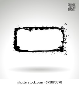 Black brush stroke and texture. Grunge vector abstract hand - painted element. Underline and border design.