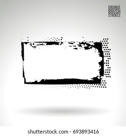 Black brush stroke and texture. Grunge vector abstract hand - painted element. Underline and border design.