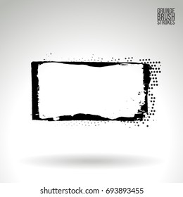 Black brush stroke and texture. Grunge vector abstract hand - painted element. Underline and border design.