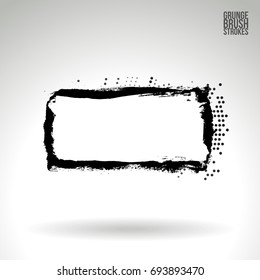 Black brush stroke and texture. Grunge vector abstract hand - painted element. Underline and border design.