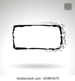 Black brush stroke and texture. Grunge vector abstract hand - painted element. Underline and border design.