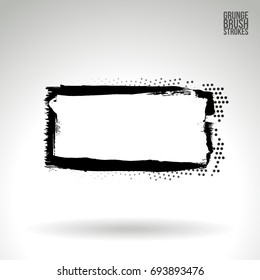 Black brush stroke and texture. Grunge vector abstract hand - painted element. Underline and border design.