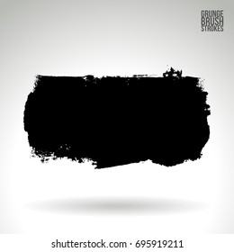 Black brush stroke and texture. Grunge vector abstract hand - painted element. Underline and border design.