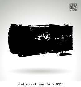 Black brush stroke and texture. Grunge vector abstract hand - painted element. Underline and border design.