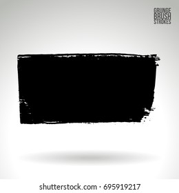Black brush stroke and texture. Grunge vector abstract hand - painted element. Underline and border design.