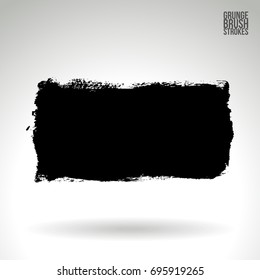Black brush stroke and texture. Grunge vector abstract hand - painted element. Underline and border design.