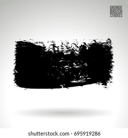 Black brush stroke and texture. Grunge vector abstract hand - painted element. Underline and border design.