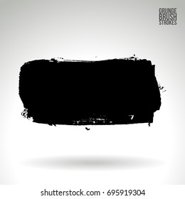 Black brush stroke and texture. Grunge vector abstract hand - painted element. Underline and border design.
