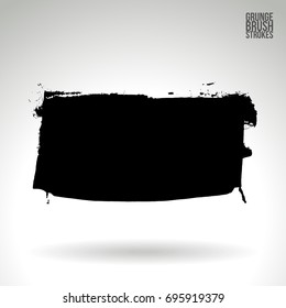 Black brush stroke and texture. Grunge vector abstract hand - painted element. Underline and border design.