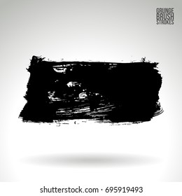 Black brush stroke and texture. Grunge vector abstract hand - painted element. Underline and border design.