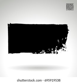 Black brush stroke and texture. Grunge vector abstract hand - painted element. Underline and border design.