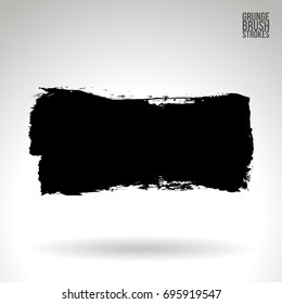 Black brush stroke and texture. Grunge vector abstract hand - painted element. Underline and border design.