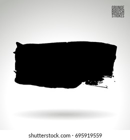 Black brush stroke and texture. Grunge vector abstract hand - painted element. Underline and border design.