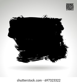 Black brush stroke and texture. Grunge vector abstract hand - painted element. Underline and border design.