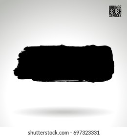 Black brush stroke and texture. Grunge vector abstract hand - painted element. Underline and border design.
