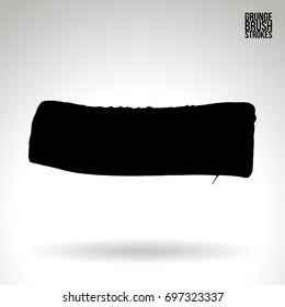 Black brush stroke and texture. Grunge vector abstract hand - painted element. Underline and border design.