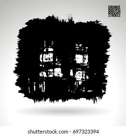 Black brush stroke and texture. Grunge vector abstract hand - painted element. Underline and border design.