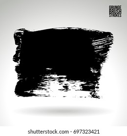 Black brush stroke and texture. Grunge vector abstract hand - painted element. Underline and border design.