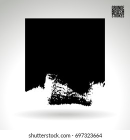 Black brush stroke and texture. Grunge vector abstract hand - painted element. Underline and border design.